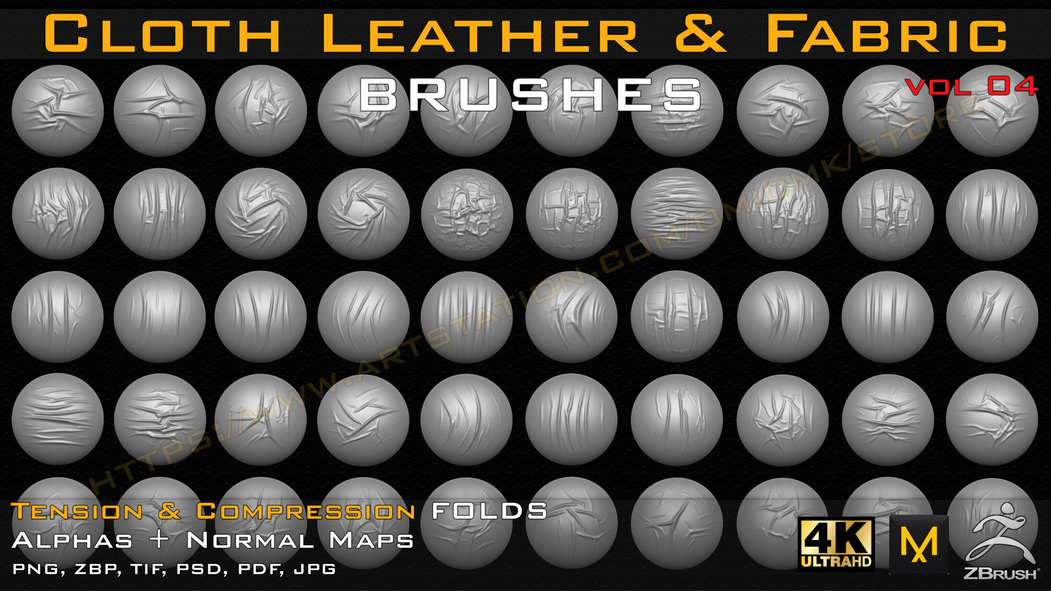 50 cloth Leather & Fabric Brushes - FlippedNormals