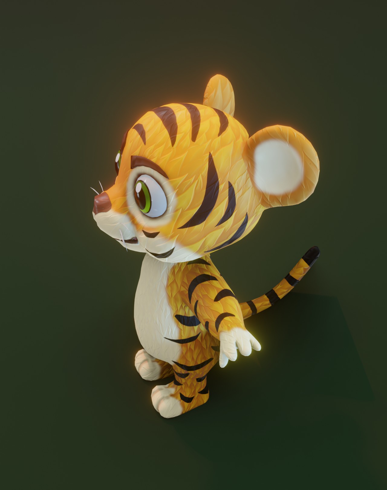 Cartoon Tiger Animated 3D Model - FlippedNormals