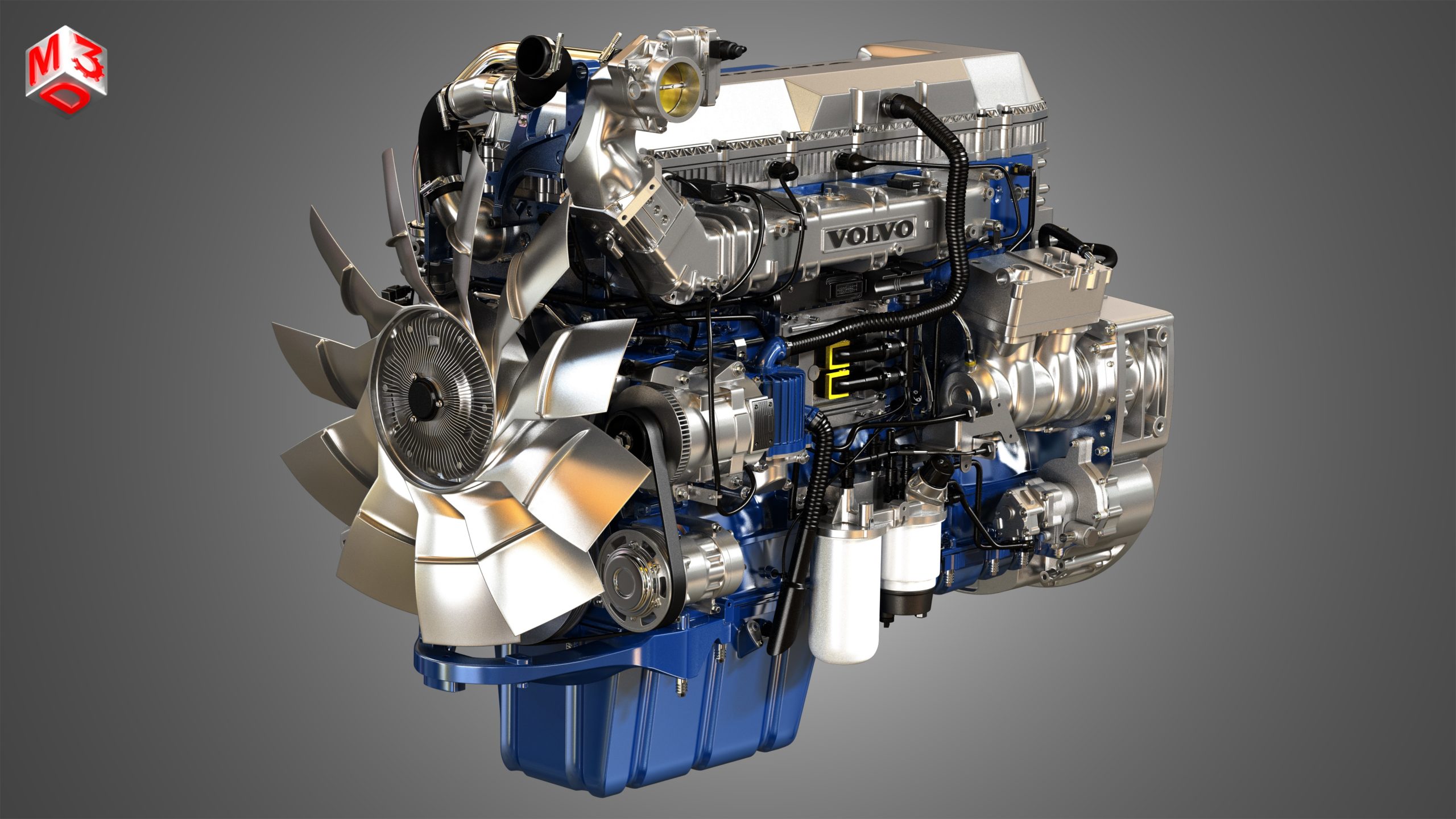 D13 Truck Diesel Engine - FlippedNormals